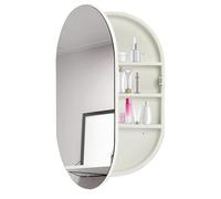 Modern Oval Bathroom Mirror Cabinet White 80x14x50CM Slish Sto Solut for Spaces Space Saving Design Perfect for Contemporary Bathrooms