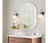 Modern Oval Bathroom Mirror Metal Frame Wall Mirror for Bedroom Living Room Entryway Decorative Hanging Mirror Stylish Bathroom Wall Decor Contemporary Design