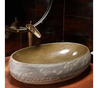 Modern Oval Bathroom Vessel Sink with Faucet Combo - Above Counter Vanity Bowl Art Wash Basin 23.2" L x 15.7" W x 5.5" H Stylish and Durable for Contemporary Bathrooms