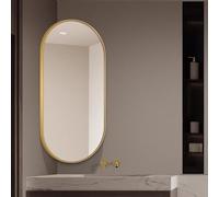 Modern Oval Bathroom Wall Mirror 30x50cm 30x60cm 40x70cm 40x80cmSwivel Corner & Over Sink Mirrors WallMounted Vanity with Gold Aluminum Frame (W35xL60cm)