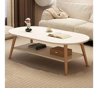 Modern Oval Coffee Table 31.5" Minimalist Center Table for Living Room 2-Tier Display with Storage Stylish Accent Table Contemporary Design for Home Decor