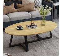 Modern Oval Coffee Table for Living Room Decorative Wooden Top Metal Frame Industrial Style Easy Assembly Side Table for Sofa Perfect Accent Furniture.