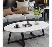 Modern Oval Coffee Table for Living Room Industrial Style Sofa Side Table with Decorative Wood Top and Metal Frame and Easy Assembly Stylish Accent Furniture
