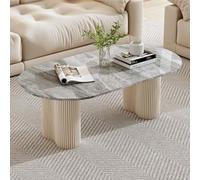 Modern Oval Coffee Table Mid Century Accent Long Console, with Unique Wavy Legs - Stylish Kitchen Table for 4-6 People, Perfect for Small Apartments & Bars,A,120 * 60 * 45cm