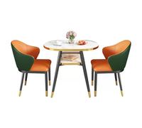 Modern Oval Coffee Table & Round Dining Table for 2 - Small Space Solution for Living Room Dining Room Reception Room (Color: A)