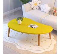 Modern Oval Coffee Table White & Yellow Coffee Table for Small Spaces Simple Center Table for Living Room & Home Office Easy Assembly 15.7"x23.6"x16.5"
