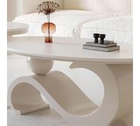 Modern Oval Coffee Table with Marble Effect Top, Luxury Design with Gold Metal Bracket, Elegant Center Table