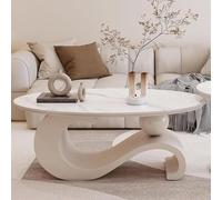 Modern Oval Coffee Table with Marble Effect Top, Luxury Design with Gold Metal Bracket, Elegant Center Table