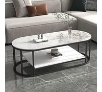 Modern Oval Coffee Table with Storage ShelfSintered Stone Top & Steel Frame Easy Assembly Living Room Office Cafe Bar Furniture Stylish Tea Table