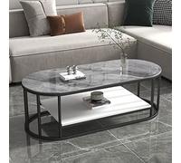 Modern Oval Coffee Table with Storage ShelfSintered Stone Top & Steel FrameEasy Assembly Living Room Office Cafe Bar FurnitureStylish & Functional Tea Table
