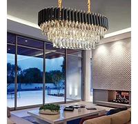 Modern Oval Crystal Chandelier Black Gold Crystal Ceiling Pendant Light Adjustable Height Raindrop Flush Mount Hanging Lamp Fixtures Luxury Ceiling Light for Dining Room Living Room Change f