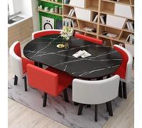 Modern Oval Dining Table Set for 6 with 7 Pieces Stylish Kitchen & Living Room Furniture Coffee Table Included Perfect for Dining & Meeting Rooms