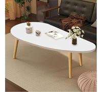 Modern Oval Low Coffee Table CloudShaped Wooden Design MidCentury Modern Center Table for Living Room Warm White Finish (100 x 40 x 42 cm)