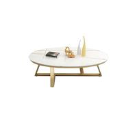 Modern Oval Marble Coffee Table - Elegant White Design, Sturdy Base, 47" L x 24" W x 18" H - Ideal for Contemporary Living Room & Stylish Home Decor