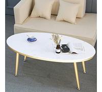 Modern Oval Marble Coffee Table - Stylish Center Table with Marble Texture Top & 4 Sturdy Metal Legs - Perfect for Living Room Office & Small Spaces Décor
