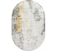 Modern Oval Rug Large Area Rugs Non-Slip Indoor rugs kitchen Floor Mat Geometric off-white graffiti, 70 x 140 cm