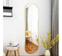 Modern Oval Wall Mirror, 160cm Full Length, Gold Frame