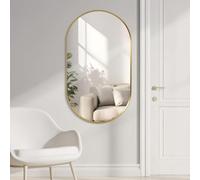 Modern Oval Wall Mirror Curved Frame Bathroom & Living Room Decor Aluminum Framed Classic Wall Mirror Stylish Vanity Mirror for Home Elegant Oval Design