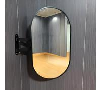 Modern Oval Wall Mirror for Bathroom Corner HD Makeup Mirror with Stand ExplosionProof Versatile Vertical & Horizontal Metal Design Black 40x80cm/15.7x31.5in
