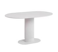 Modern Oval Wood Dining Table Farmhouse Kitchen Table with Metal Pedestal Base Long Console for Living Room & Cafe - 47.2" (120cm) White Finish