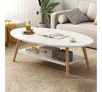Modern Oval Wooden Coffee Table - Gloss White Finish 47" L x 24" W x 16.5" H Stylish with 1 Shelf Perfect for Apartments Sofas Balconies - Chic Cocktail & Tea Table