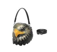 Modern Owl Design Bag Tear PU Fabric Roomy Interior Adjustable Strap Crossbody Bag For Professionals Unique Design Shoulder, Black, Mass Beauty