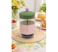 Modern Pastel Glass Cafetiere with Green Lid and Pink Handle - Stylish French Press Coffee Maker for Home, Office or Gift, Decorative Brunch-Inspired Kitchen Display - A71