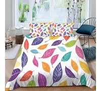 Modern Pastoral Duvet Cover Queen Size, Watercolor Leaves Bedding Set 3D Print Microfiber Modern Pattern Comforter Cover, Quilt Cover with 2 Pillow Sham, 90" x 90" (Dz5148)
