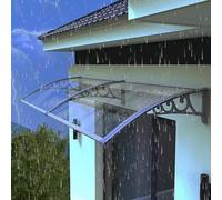 Modern Patio Awning Door Canopy & Window Shade with Black/White/Grey/Gold Bracket 151cm Veranda Curtain Waterproof Polycarbonate Cover (150x160cm/59 x63 Grey)