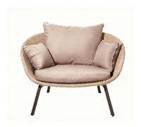 Modern PE Rattan Lounge Chair with 3 Soft Back Pillows Sturdy & Outdoor Armchair for Balconies Elegant Brown Design (125x90x90CM)