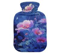 Modern Peach Poppie Butterfly hot Water Bottles with Soft Cover, 1L hot compresses for The Body for Hand Feet Warmer,Hand Feet Warmer,Bolsa Caliente para Dolores musculares