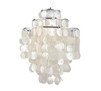Modern Pearl White Shell Chandelier, Romantic Pendant Ceiling Light with E27 Socket for Elegant Bedroom, Living Room, and Cafe Decor