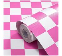 Modern Peel and Stick Wallpaper Pink and White Mosaic Checkered Contact Paper 17.7"x78.8" Self Adhesive Lattice Wallpaper Removable Decorative Wallpaper for Bedroom Countertops Cabinet Vinyl Roll