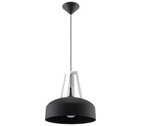 Modern Pendant CASCO Steel/Wood, White/Black E27 LED SOLLUX LIGHTING any room