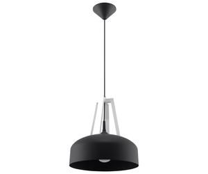 Modern Pendant CASCO Steel/Wood, White/Black E27 LED SOLLUX LIGHTING any room