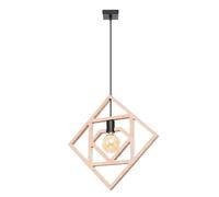 Modern Pendant Light CARO Wood Natural wood/Black E27 LED SOLLUX LIGHTING