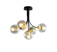 Modern Pendant Light Fixture,6-Lights Gold Metal Chandelier Ceiling Light,Industrial Sputnik Lighting for Living Room Dining Bedroom Kitchen-Black 2 49x37cm