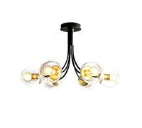 Modern Pendant Light Fixture,6-Lights Gold Metal Chandelier Ceiling Light,Industrial Sputnik Lighting for Living Room Dining Bedroom Kitchen-Black 2 49x37cm