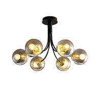 Modern Pendant Light Fixture,6-Lights Gold Metal Chandelier Ceiling Light,Industrial Sputnik Lighting for Living Room Dining Bedroom Kitchen-Black 2 49x37cm