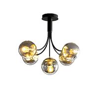 Modern Pendant Light Fixture,6-Lights Gold Metal Chandelier Ceiling Light,Industrial Sputnik Lighting for Living Room Dining Bedroom Kitchen-Black 2 49x37cm