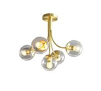 Modern Pendant Light Fixture,6-Lights Gold Metal Chandelier Ceiling Light,Industrial Sputnik Lighting for Living Room Dining Bedroom Kitchen-Black 2 49x37cm
