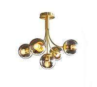 Modern Pendant Light Fixture,6-Lights Gold Metal Chandelier Ceiling Light,Industrial Sputnik Lighting for Living Room Dining Bedroom Kitchen-Black 2 49x37cm