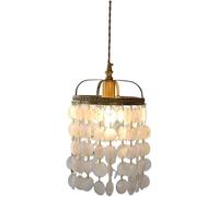 Modern Pendant Light Fixture Bohemian Capiz Chandelier Seashell Bohemian Hanging Lamp with Shell Shade Coastal Farmhouse for Bedroom Living Room Dining Room