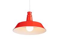 Modern Pendant Light Fixture Metal Farmhouse Hanging Lamps Fixtures with Adjustable Ceiling for Dining Room Bar Hallway 1 Pack (Red 36cm)