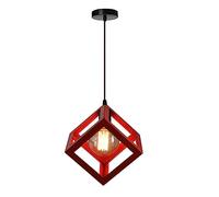 Modern Pendant Light Fixture Metal Pendant Lights Ceiling Hanging Lamp Vintage Industrial Height Adjustable Drop Ceiling Light Cover for Kitchen Island Restaurat (Red)