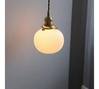 Modern Pendant Light, LED Chandelier, Glass Pocket Shape Lantern Chinese Drop Lamp Copper Fitting Suspension Lamps Hanging Light Fixtures (Color:Default), Lighting