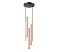 Modern Pendant Light PASTELO 5P 5-Light Steel Wood G9 LED SOLLUX LIGHTING