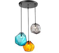 Modern Pendant Light, Retro Industrial Ball Irregular Shape Colored Glass Ceiling Light Fitting Chandelier Fixture for Office, Kitchen Living Room, LED Blub Not Included Journey