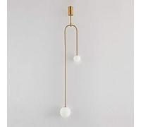Modern Pendant Lighting Fixture Ceiling Lamp, White Globe Glass Shade Metal Hanging Light, Simple Suspension Lights for Living Room Bedroom Bedside Stairs Cafe Bar (Color : Gold)
