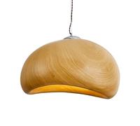 Modern Pendant Lights Indoor Chandeliers 17.7 Inch Wood Grain Color Resin Pendant Lamp Adjustable Ceiling Farmhouse Dome for Over Table Living Room (Wood Color 600mm)